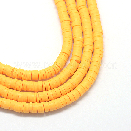Flat Round Eco-Friendly Handmade Polymer Clay Bead Spacers X-CLAY-R067-4.0mm-15-1