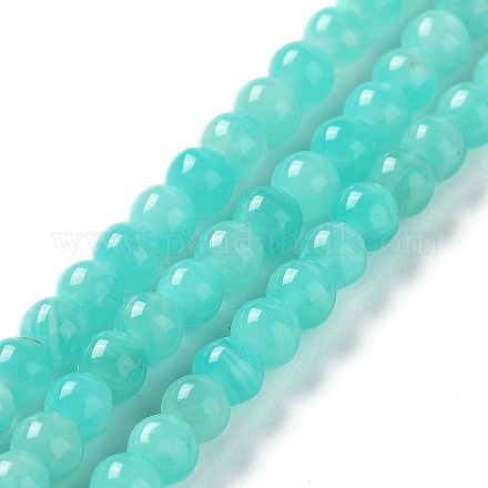 Chapelets de perle ronde en amazonite naturelle G-N0081-4mm-17-01-1