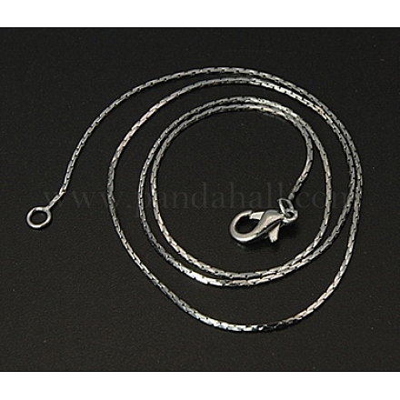 真鍮のネックレス  プラチナ  サイズ：幅さ約1mm  長さ17.7インチ NJEW-A266-55-1