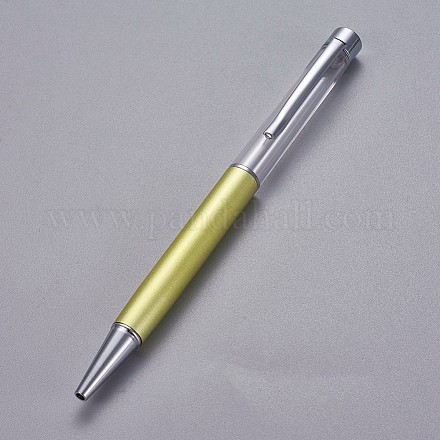 創造的な空のチューブボールペン  内側に黒のインクペンを詰め替えます  DIYキラキラエポキシ樹脂クリスタルボールペンハーバリウムペン作り用  銀  ダークカーキ  140x10mm AJEW-L076-A16-1