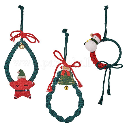 3 шт. 3 комплекта украшений из хлопчатобумажной ткани с рождественской тематикой HJEW-CF0001-12-1