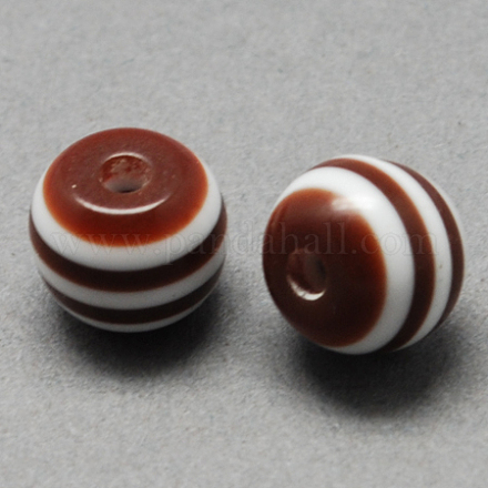 Perles rondes rayées en résine RESI-R158-20mm-10-1