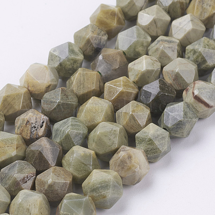Chapelets de perles de feuille d'argent en jaspe naturel G-J376-45-8mm-1