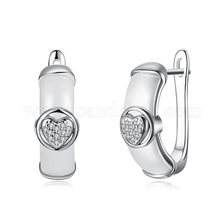 925 Sterling Silver Stud Earrings EJEW-BB30434-WH-1