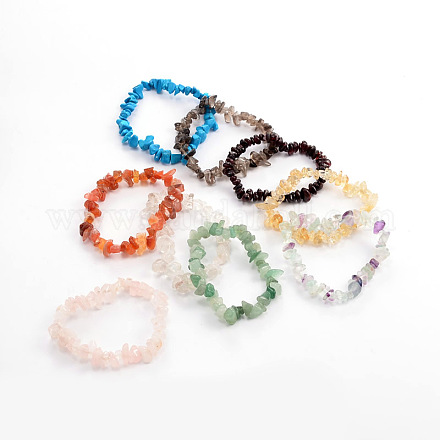 Bracelets extensible avec perles en pierre précieuse X-BJEW-JB01826-1