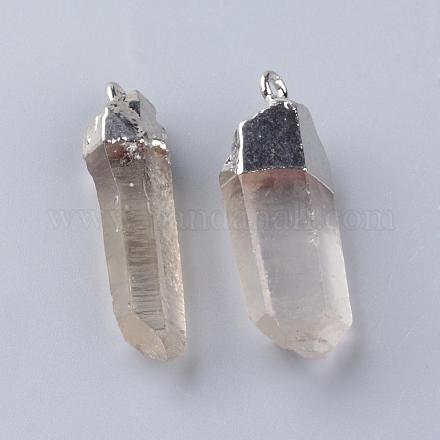 Pendentifs en cristal de quartz naturel plaqué G-S240-17-1