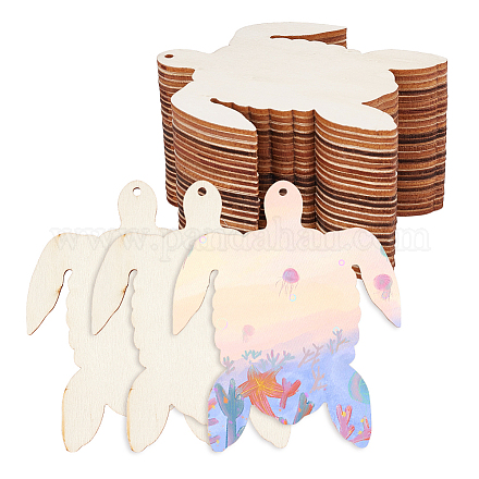 Arricraft 30 шт. незавершенные пустые деревянные украшения в форме морской черепахи WOOD-AR0001-22-1