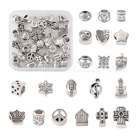 Kissitty 40 Stück 20 Stil Zinklegierung europäische Perlen FIND-KS0001-20-1
