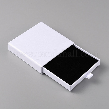 紙の引き出しボックス  中に黒いスポンジを入れて  ブレスレットのための  イヤリング  ネックレス収納  正方形  雪  7.8~8x8x1.7~1.75cm CON-TAC0007-03A-1