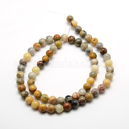 Round Natural Crazy Agate Beads Strands X-G-P058B-01-1