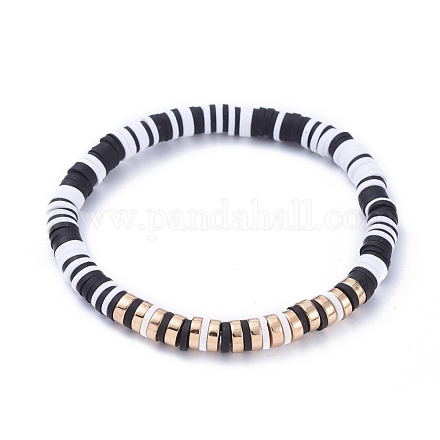 Handmade Polymer Clay Heishi Beads Stretch Bracelets BJEW-JB05300-02-1