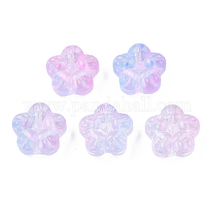 Transparent Spray Painted Glass Beads X-GLAA-N035-029-G02-1