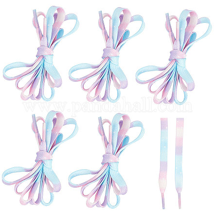 Gorgecraft 3 paires 3 lacets plats en polyester lisse style tie-dye FIND-GF0004-70B-1
