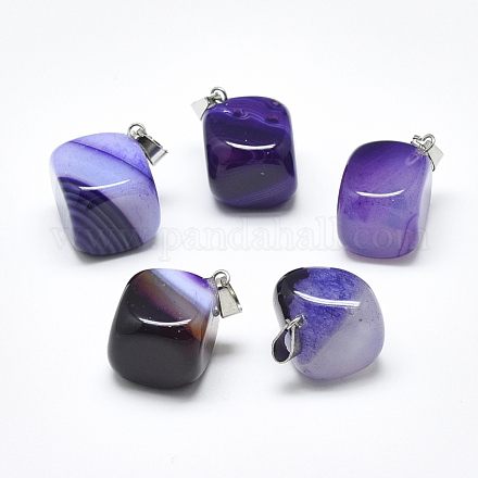 Natural Banded Agate/Striped Agate Pendants G-T122-19C-1