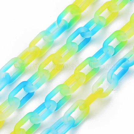 Two Tone Spray Painted Handmade Transparent Acrylic Cable Chains X-TACR-T022-02A-1