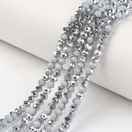 Electroplate Opaque Glass Beads Strands EGLA-A034-P8mm-M09-1