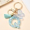 Resin & Acrylic & Faux Suede Tassel Keychain,  with Alloy Clasp and Iron Rings, Letter Q, 9.6cm