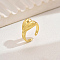 Brass Cuff Rings for Women, Heart, Inner Diameter: 16mm~18mm