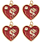 6Pcs Rack Plating Brass Micro Pave Cubic Zirconia Pendants, with Jump Rings & Enamel, Long-Lasting Plated, Lead Free & Cadmium Free, Heart with Women & Sun Charm, Real 18K Gold Plated, 17.5x17.5x2mm, Hole: 3.5mm