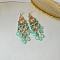 Alloy Acrylic Chandelier Earrings, Teardrop, Golden, Aquamarine, 110x25mm