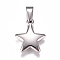 304 Stainless Steel Pendants, Star, Stainless Steel Color, 23.5x20x5mm, Hole: 10x4.5mm