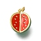 Rack Plating Brass Enamel Pendants, with Jump Ring, Lead Free & Cadmium Free, Long-Lasting Plated, Real 18K Gold Plated, Watermelon, 15x12x9mm, Hole: 3mm