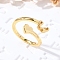Brass Cuff Rings for Women, Letter, Letter H, Inner Diameter: 15.6mm