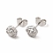 Non-Tarnish 304 Stainless Steel Flower Stud Earrings for Women, Stainless Steel Color, 6.5x7mm, Pin: 0.7mm