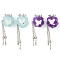 Handmade Luminous Polymer Clay Rhinestone Beads, Resin Fishtail & Acrylic Rose & Alloy Chain, Crown, Pale Turquoise, 58~66mm