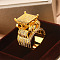 Brass Micro Pave Clear Cubic Zirconia Finger Rings, Square, Golden, US Size 8(18.1mm)