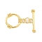 Brass Toggle Clasps, Ring, Real 18K Gold Plated, Ring: 18.5x14.5x3mm, Hole: 2.5mm, Bar: 21x6x3mm, Hole: 2.5mm