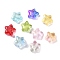 Transparent Spray Painted Glass Beads, with Glitter Power, Star, Mixed Color, 8x8x4mm, Hole: 1mm
