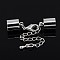 Iron Chain Extender, with Lobster Claw Clasps and Brass Cord Ends, Silver, 42x10mm, Hole: 9.5mm, Cord End: 14x10mm, Hole: 9.5mm
