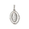 Brass Pave Natural White Shell Pendants, Oval Religion Virgin Charms, Long-Lasting Plated, Lead Free & Cadmium Free, Rack Plating, Platinum, 21x14x2.5mm, Hole: 3.5x6mm