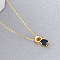 Brass Pave Heart Cubic Zirconia Boy Pendant Cable Chain Necklaces, Golden, Prussian Blue, 17.72 inch(45cm)