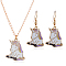 Christmas Theme Alloy Enamel Pendant Necklace & Dangle Earrings Set, Unicorn