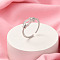 Brass Micro Pave Clear Cubic Zirconia Open Cuff Rings for Women, Vachette Clasp, 7mm, Inner Diameter: 18mm