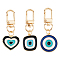 3Pcs 3 Styles Evil Eye Alloy Enamel Pendant Decoration, Swivel Clasp Charms for Keychain, Purse, Backpack Ornament, Mixed Shapes, 58.5~63mm, 1pc/style