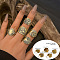 Adjustable Ethnic Style Alloy Cuff Rings, Punk Style Ring Set, Antique Golden, Inner Diameter: 18mm