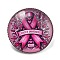 Breast Cancer Awareness Ribbon Glass Brooches, Alloy Edge for Backpack Clothes, Flat Round, Deep Pink, 27mm