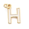Rack Plating Brass Pendants, with Enamel and Jump Ring, Cadmium Free & Lead Free, Long-Lasting Plated, Real 18K Gold Plated, Letter, Letter H, 11.5x7.5x1mm, Hole: 2.5mm