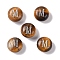 Natural Tiger Eye Beads, Rondelle with Letter, Letter M, 8.5~9x5~5.5mm, Hole: 1.2mm