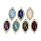 Natural Mixed Gemstone Faceted Oval Links, Rack Plating Brass Micro Pave Clear Cubic Zirconia Connector Charms, Golden, 24.5x12x4.5mm, Hole: 1.5mm