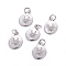 Brass Micro Pave Cubic Zirconia ASL Charms, Long-Lasting Plated, with Jump Rings, Flat Round with Gesture I Love You, Clear, Platinum, 15x10.5x1.5mm, Hole: 3.5mm