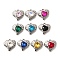 304 Stainless Steel Pendants, with Rhinestone, Stainless Steel Color, Heart, Mixed Color, 16.5x16.5x5.5mm, Hole: 1.8mm