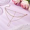 Brass Curb Chains Ring Bracelets, Star Link Chain Bracelets for Women, with Heart 201 Stainless Steel Charms, Golden, 6-1/4 inch(15.9cm)