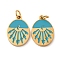 304 Stainless Steel Enamel Charm, Oval with Sun & Moon Charm, with Jump Ring, Ion Plating(IP), Real 18K Gold Plated, Deep Sky Blue, 14x9.5x1.5mm, Hole: 2.5mm