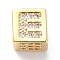 Real 18K Gold Plated Brass Micro Pave Clear Cubic Zirconia Beads,Long-Lasting Plated, Cube with Letter, Letter.E, 5.5x5.5x5.5mm, Hole: 3mm