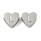 Tarnish Resistant 304 Stainless Steel Beads, Heart with Letter, Stainless Steel Color, Letter L, 7x8x3mm, Hole: 2mm