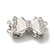 Brass Micro Pave Clear Cubic Zirconia Box Clasps with Acrylic, Bowknot, Platinum, 22x10.5x7mm, Hole: 1mm